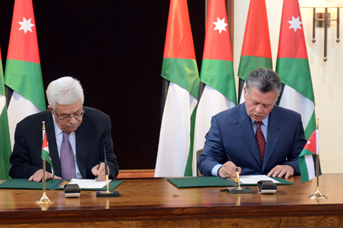الرئيس والعاهل الأردني يوقعان اتفاقية الدفاع عن القدس والمقدسات