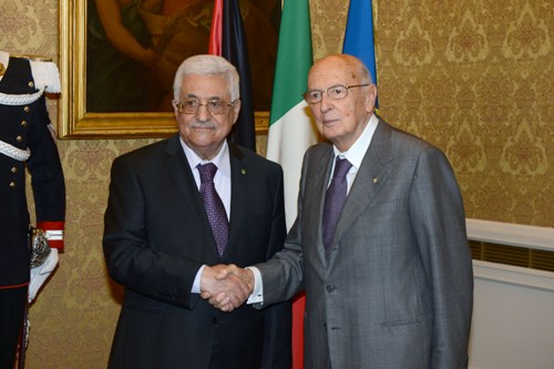الرئيس يمنح نظيره الايطالي وسام نجمة فلسطين من الدرجة الاولى