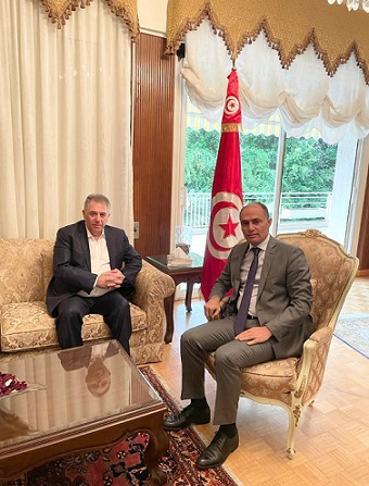 السفير دبور يلتقي سفير تونس في لبنان مقدراً مواقف تونس تجاه فلسطين