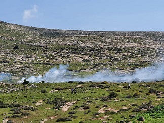 إصابات بالاختناق خلال مواجهات مع الاحتلال والمستوطنين في بيت دجن شرق نابلس