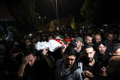 تشييع جثمان الشهيدة الطالبة حنان خضور في فقوعة شمال شرق جنين